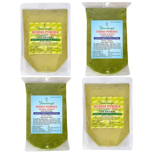 Combo: Polvo de henna e índigo (2 x 3.53 oz cada uno) para un color de cabello exuberante