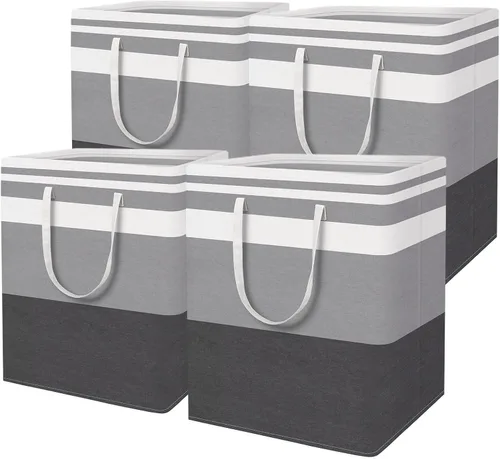 Miniatura 10 de HomeHacks Cesta de lavandería grande, impermeable, cesta de lavandería independiente, cesta de ropa alta plegable con asas extendidas para ropa