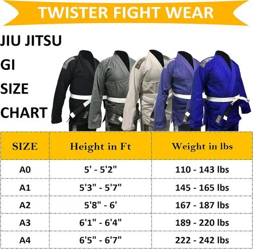 Miniatura 3 de Twister Challenge Brazilian Jiu Jitsu Gi Uniforme de Jiu Jitsu BJJ Gi Tela ligera preencogida Viene con cinturón gratis