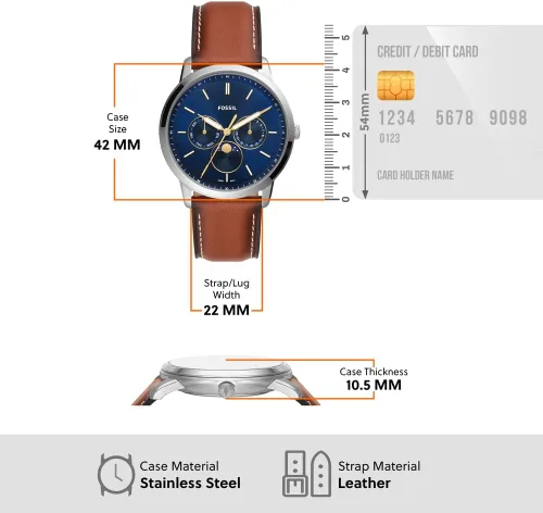 Miniatura 6 de Fossil Neutra Reloj cronógrafo para hombre con pulsera de acero inoxidable o correa de cuero auténtico