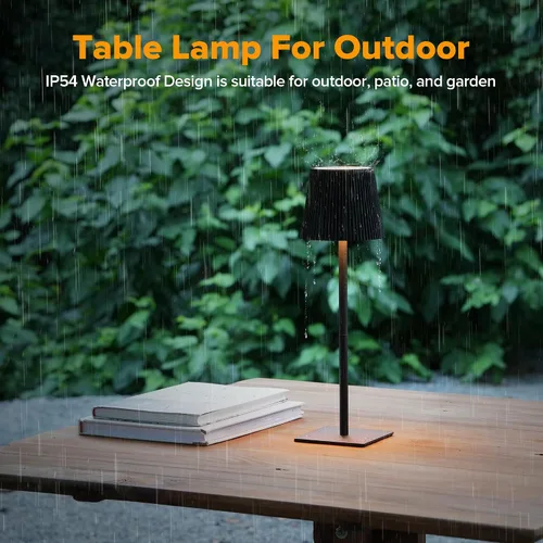 Miniatura 6 de LUTEC Paquete de 2 lámparas de mesa inalámbricas, lámpara de escritorio a batería recargable de 6000 mAh, dos alturas ajustables, impermeable, Negro