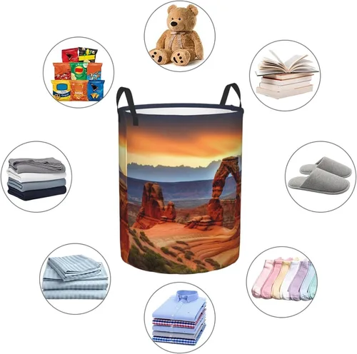 Miniatura 6 de Arches National Park - Cesta circular impermeable con asas para ropa, juguetes, pequeña
