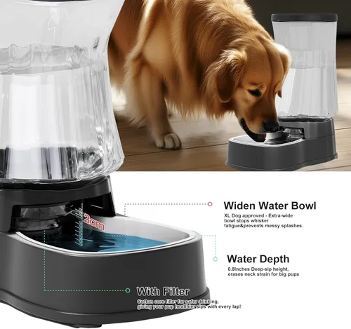 Miniatura 4 de Gardner Pet Dispensador automático de agua por gravedad para perros, tazón dispensador de agua grande para perros de 1.6 galones con acero