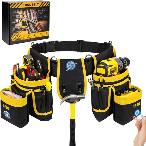 Cinturón de herramientas, bolsa magnética para herramientas, 27 bolsillos, cinturones de herramientas acolchados resistentes para hombres, bolsa de