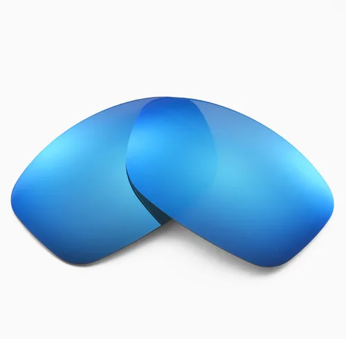Miniatura 2 de Walleva Dos pares de lentes polarizadas de repuesto para gafas de sol Oakley Holbrook - azul hielo + rojo fuego, Revestimiento de espejo rojo fuego