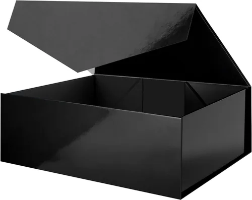 Miniatura 31 de Caja de regalo negra con ventana, caja de regalo magnética transparente para regalo, caja de propuesta de padrino de boda (10.5 x 7.5 x 3 pulgadas)