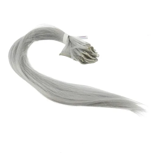 Miniatura 2 de SWACC 12 extensiones de cabello lacio de un color con clip para mujer, extensiones de cabello sintético con rayas de color (gris plateado)