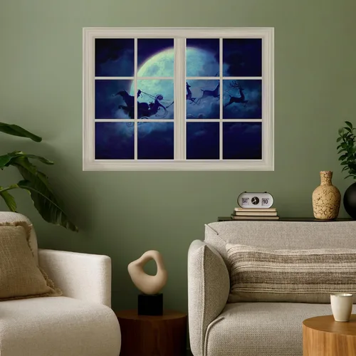 Miniatura 46 de wall26 Adhesivo de Pared Papá Noel Llevando Regalos Ventana Abierta Mural, No Se Despega y No Se Pega, Papel Tapiz No Tejido Decorativo