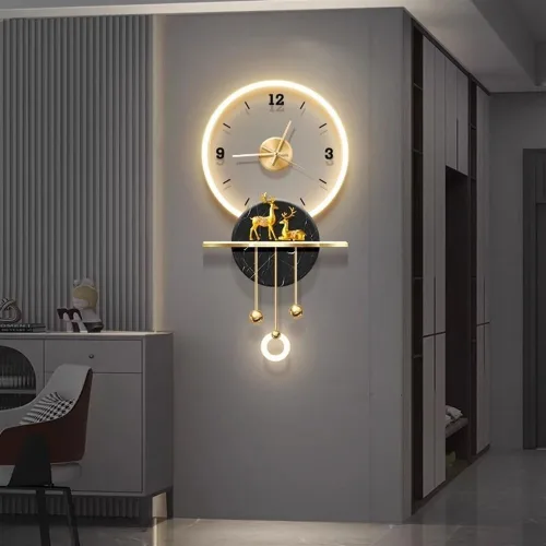 Reloj de pared tallado en pared, decoración de pared LED, reloj de pared grande para decoración de sala de estar, adecuado para dormitorio, sala de