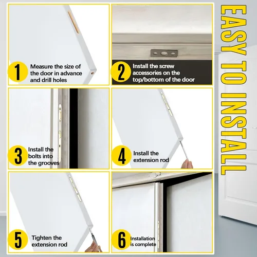 Miniatura 4 de Blulu 2 piezas de perno empotrado de palanca abatible extendida de 18 pulgadas para puerta doble, accesorios para cerraduras de puerta francesa