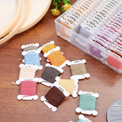 Miniatura 5 de EXCEART Kit de hilo de bordar, 1 caja, hilo de punto de cruz, 80 colores, pulsera de la amistad, manualidades, hilo de hilo de cruz, kits de punto
