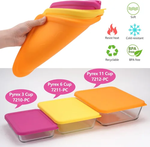 Miniatura 3 de LUVCOSY Tapa rectangular de silicona para almacenamiento de 11 tazas de repuesto para cuencos de vidrio Pyrex 7212-PC, (recipiente no incluido)