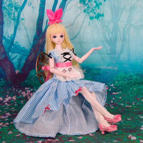 Miniatura 8 de Muñeca BJD de 1/4 de 18 pulgadas, 18 pulgadas, articulada con bola, 18 figuras de acción, vestido de muñeca de princesa Alice + peluca + horquilla +