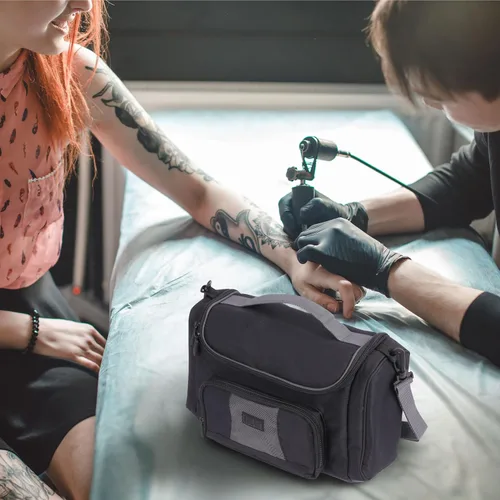 Miniatura 3 de USA Gear Estuche profesional para pistola de tatuaje, exterior fuerte, divisores ajustables, sostiene juego de tinta de tatuaje, máquina, bolígrafo