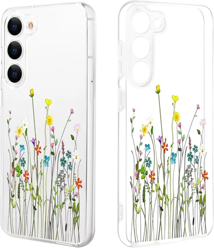 Miniatura 10 de Funda ultra transparente para Samsung Galaxy S23 con diseño de flores, TPU suave y delgado, patrón floral, transparente, funda protectora para niñas