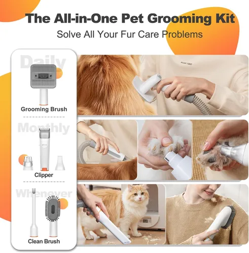 Miniatura 2 de Afloia - Kit de aseo para perros 6 en 1, aspiradora de aseo de mascotas para desprendimiento, aspiradora de pelo de perro con cortadora de uñas