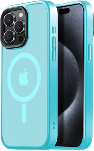 Miniatura 91 de Tigowos - Funda magnética para iPhone 15, resistente a las caídas, sensación de piel mate, a prueba de golpes, delgada, negro mate
