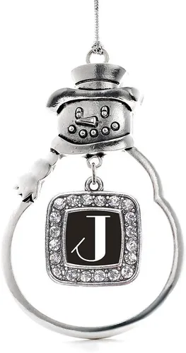 Miniatura 108 de Inspired Silver - Adorno de rodillo de reina - Adorno cuadrado de plata con muñeco de nieve con joyas de circonita cúbica