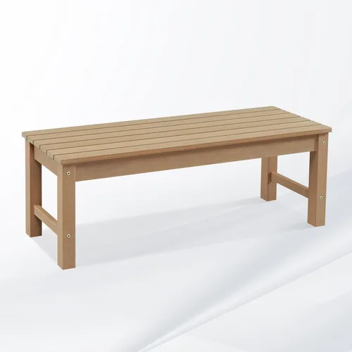 Miniatura 15 de Psilvam Banco para exteriores, banco de porche de madera de polietileno para dos personas, banco de jardín resistente a la intemperie que nunca se