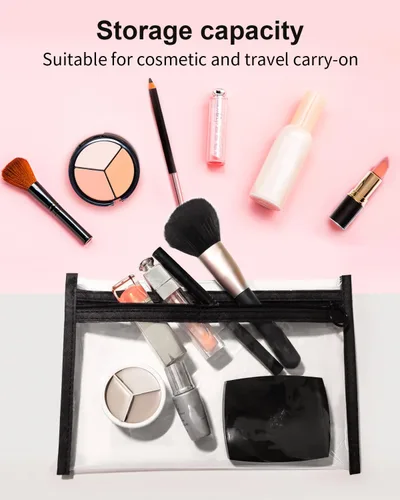 Miniatura 9 de Bolsas de maquillaje transparentes, paquete de 3 pequeñas bolsas de aseo para cosméticos con cremallera, bolsas de viaje transparentes de PVC