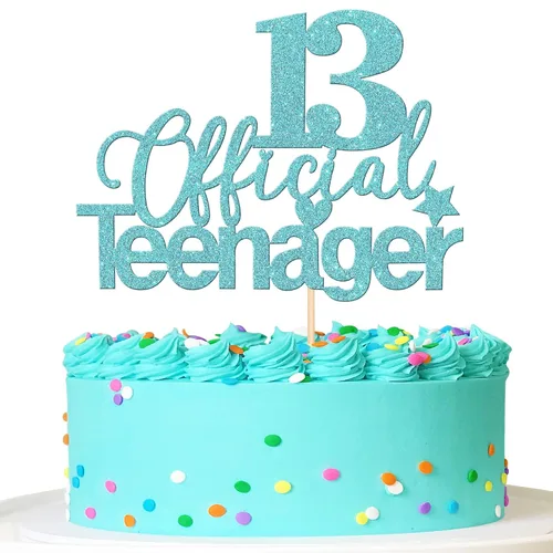 Miniatura 11 de 1 pieza de decoración de pastel de cumpleaños para adolescentes de 13 años, decoración de pastel de cumpleaños para adolescentes de 13 años con Azul