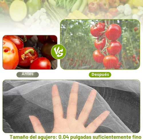 Miniatura 5 de Red para jardín, 2 paquetes de 3,1x10,1 m de malla ultrafina, barrera de plagas, protección contra pájaros y mosquitos, red para plantas, cubierta