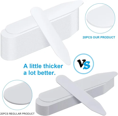 Miniatura 6 de 120 piezas de plástico para camisas de vestir de hombre más gruesas y más resistentes a la flexión, inserciones de cuello invisibles, tamaños 2