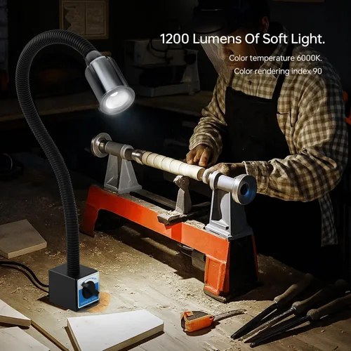 Miniatura 3 de Luz de trabajo magnética LED, lámpara de trabajo de cuello de cisne flexible de 1420 lúmenes de 20 pulgadas con base magnética fuerte para máquinas