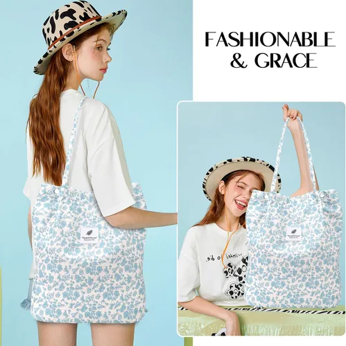 Miniatura 9 de Ayieyill - Bolsa de pana para mujer y niña, con correa de lona para colgar al hombro, bolsa con bolsillo