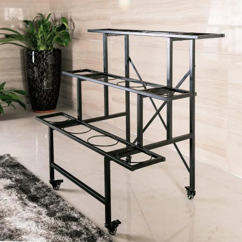 Miniatura 8 de Zhongma Soporte móvil para plantas con ruedas, carrito de jardín resistente, estante de flores con 12 cubos de plástico para flores frescas