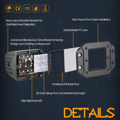 Miniatura 3 de Nirider - Cápsulas LED de montaje empotrado, 2 piezas de luces de parachoques de 84 W, luces de conducción de haz puntual de 5 pulgadas, barra