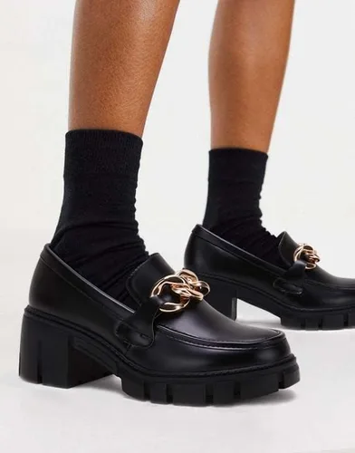 Miniatura 3 de TINSTREE - Mocasines de plataforma para mujer, con detalle de cadena, cómodos, tacón grueso, punta redonda, zapatos para trabajo y negocios