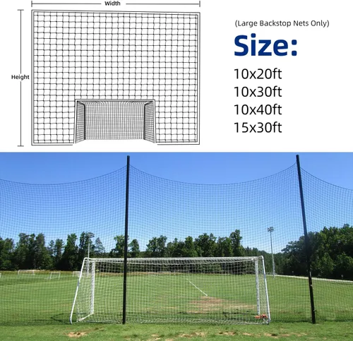 Miniatura 3 de Red de protección trasera para fútbol, red de barrera de alto impacto, malla de nailon para practicar deportes de 10 x 20 pies/10 x 30 pies/10 x 40