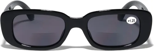 Miniatura 2 de BIFOCAL - Lentes de sol de lectura rectangulares para mujer, diseño de leaopard