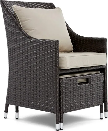 Miniatura 11 de Serta Laguna - Juego de muebles de patio para exteriores, 5 piezas, sillas reclinables de mimbre marrón con otomanas, cojines y mesa auxiliar