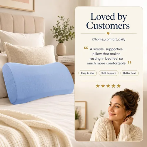 Miniatura 8 de Almohada de apoyo lumbar para aliviar el dolor de espalda: almohada de espalda baja para dormir - Almohada de cintura de espuma viscoelástica - Azul