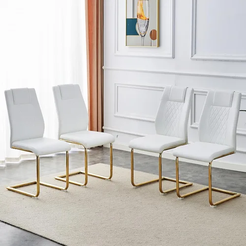 Miniatura 15 de Dining Chairs Set of 6,Kitchen Chairs with Leather Cushions,Modern Dining Chairs with Gold Metal Frame,Dinner Chairs for Kitchen & Dining Room and
