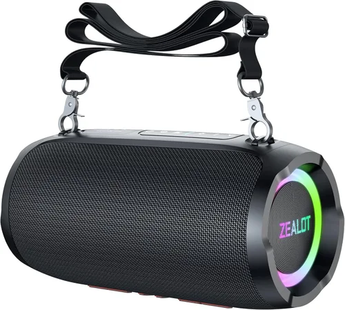 ZEALOT Altavoz Bluetooth portátil, 80 W pico (60 W) altavoces de sonido con luz LED, Bluetooth 5.3, altavoz fuerte para el hogar, fiesta,