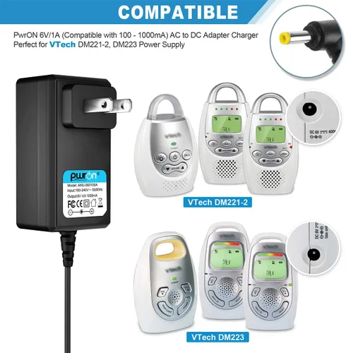 Miniatura 3 de Adaptador CC de 6 V CA para monitor de bebé Vtech Safe & Sound DM221 DM221-2 DM223 DM251 (unidades de padres y bebés) y DM111 DM222 DM271