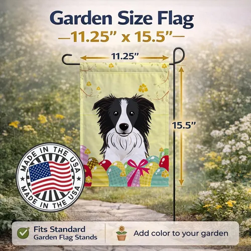 Miniatura 3 de Caroline's Treasures BB1923GF Bandera decorativa para jardín con diseño de Border Collie, para caza de huevos de Pascua, para jardín, jardín, patio