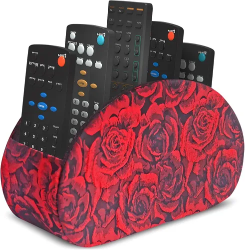 Miniatura 32 de QIELIZI Soporte para control remoto, organizador de escritorio de piel sintética con 5 compartimentos espaciosos para controles remotos de TV