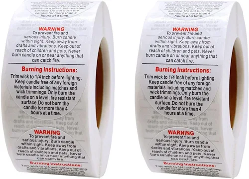 Miniatura 7 de 1000 piezas de etiquetas de advertencia, pegatinas de seguridad de 1.5 pulgadas para hacer velas de bricolaje en tarros, marrón