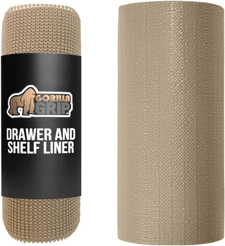 Gorilla Grip Forro de cajón y forro liso para cajones, tamaño del revestimiento de estante 12 x 10, estantes de almacenamiento de baño, forro liso