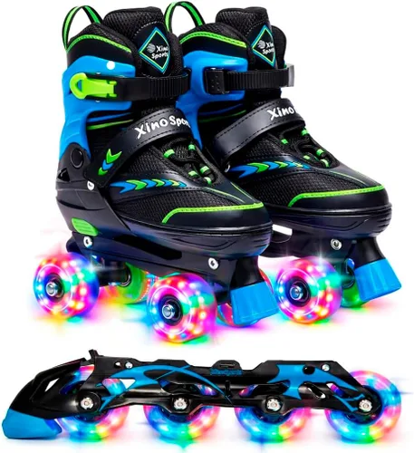 Miniatura 14 de XINO SPORTS Combo 2 en 1, Patines para niños Patines en línea - Patines intercambiables con luz LED para niños de 6 a 12 años, adolescentes y Gris