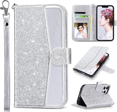 Miniatura 39 de ULAK Funda tipo cartera compatible con iPhone 13 para mujer, piel sintética de alta calidad con tarjetero, función atril, funda tipo cartera