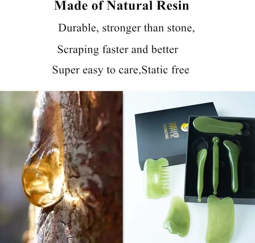 Miniatura 2 de 7 Piezas Herramienta de Masaje de Raspado Gua Sha, Juego de Herramientas de Masaje de Resina Natural GuaSha para Liberación de Cara, Espalda
