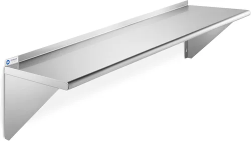 Miniatura 9 de GRIDMANN Estante de montaje en pared de acero inoxidable de 12 x 24 pulgadas con protector contra salpicaduras, grado comercial, estantería