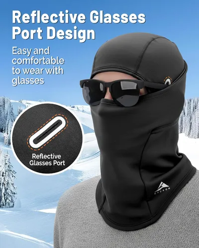 Miniatura 5 de GXCROR Pasamontañas de esquí para hombres y mujeres, máscara facial de invierno para clima frío, resistente al viento, térmica, motocicleta