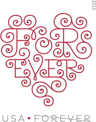 Miniatura 4 de Estampillas Forever Hearts USPS, Rojo