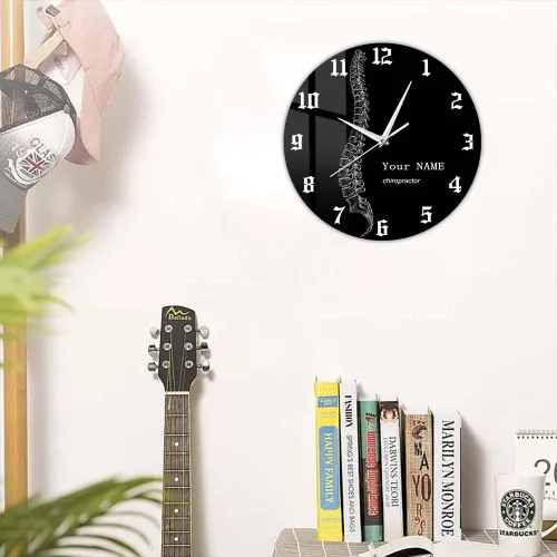 Miniatura 5 de Reloj de pared personalizado de 12 pulgadas, para terapeuta de columna vertebral, negro, redondo, analógico, sin tictac, sin alarma, adulto, unisex